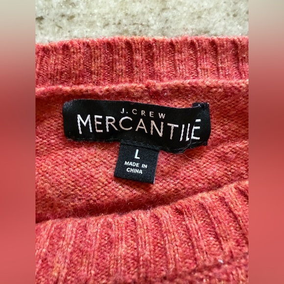 J. Crew Mercantile Men’s Orange Wool Blend Thin Crewneck Pullover Sweater - Picture 6 of 8